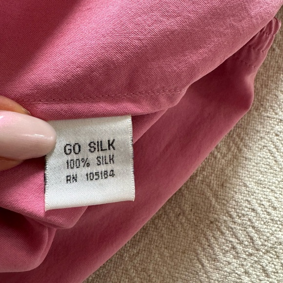 NEW GO Silk Charmeuse Watermelon Pink Button‎ Front Shirt & Pants Set M - Picture 13 of 13
